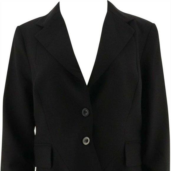 NWT MARK ZUNINO STYLE BUTTON FRONT BLACK BLAZER 8 - Picture 2 of 11